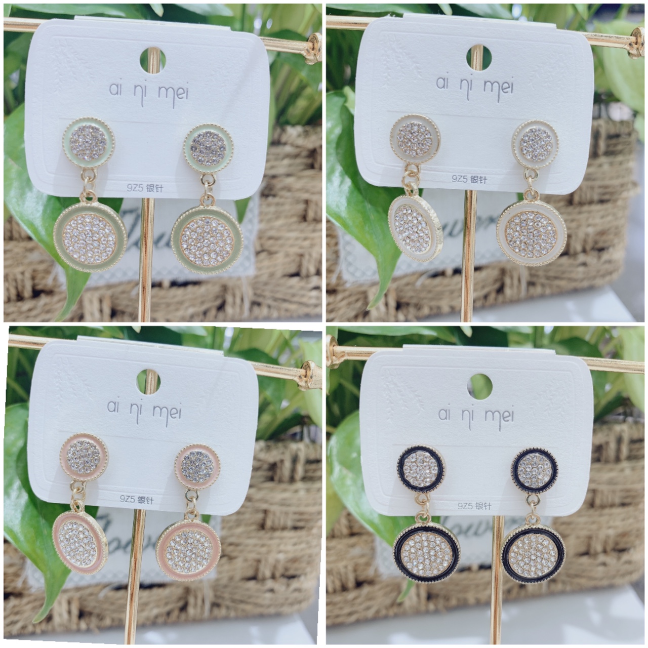 Classic Round and round connected series small ear studs 925 silver needle retro Chinese trend Hong Kong style high-end earrings and earrings