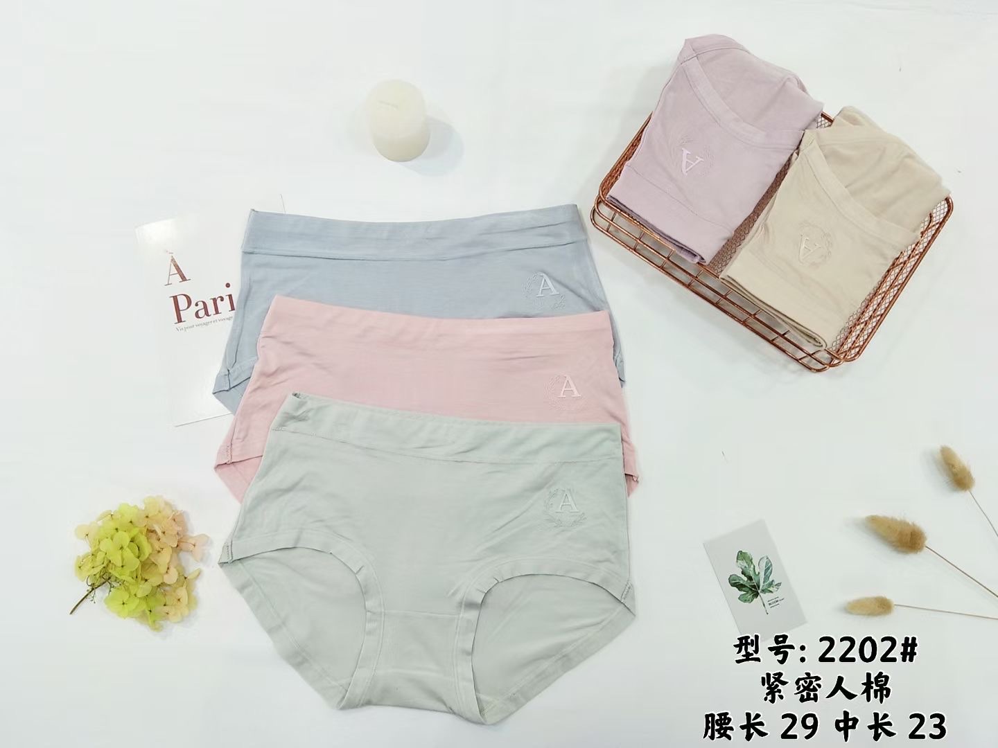 女士三角简约大气女士内裤中腰高弹轻柔彩依婷2202#详情图3