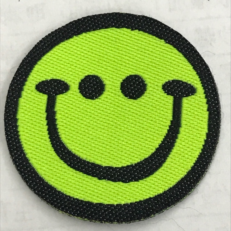 笑脸布标园型背面上衬激光切四周可缝布标小号绿色
