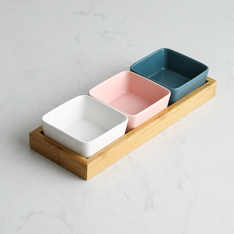 方圆陶瓷竹木分格陶瓷酒店足浴美容零食干果餐厅早餐配料火锅蘸料调料味碟FY6245454详情图6