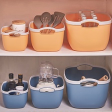乐彼收纳筐桌面零食储物盒塑料化妆品收纳盒家用厨房提手储物盒子
