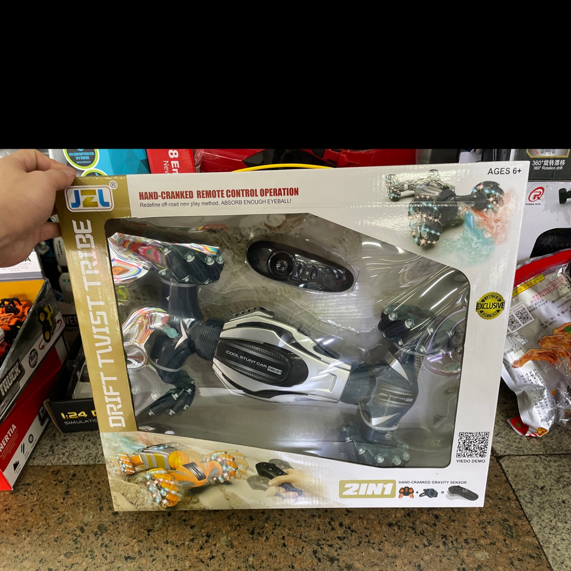 Remote control stunt twist car with lights, music and charging remote control stunt car