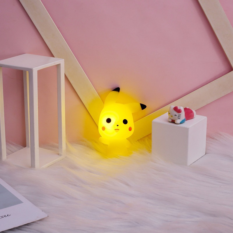 ins卡通动漫小夜灯儿童学生礼物搪胶 工艺品创意家居床头可爱摆件比卡丘