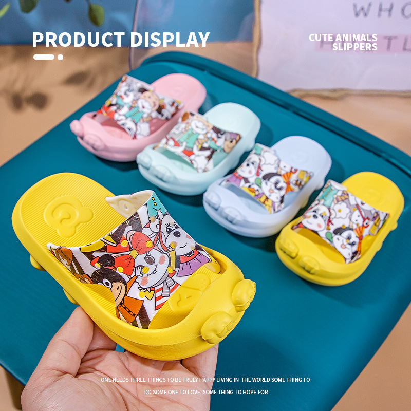 Children's summer non-slip cute home baby soft heel slippers with slippers