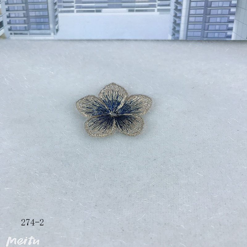 DIY materials: gold and silver threads, small embroidery, five-petal flower pieces, shoes, flower hats, flower clothing accessories, flower earrings, necklaces, accessories Specification image