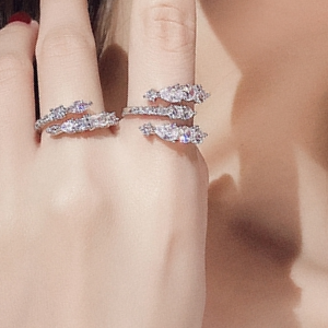 High sense fashion temperament light luxury diamond set geometric cross zircon ring