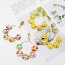 Colorful rice beads flower earrings, Bohemian style