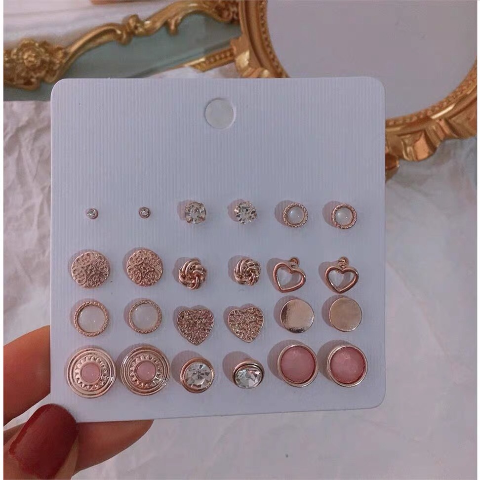 Simple temperament earrings imitation gemstone pearl stud female Japanese and Korean personality special network red