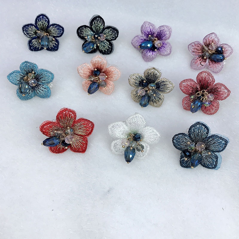 Embroidery retro small flower diy clothing accessories, brooches, hairpins, scarves, hats, accessories 鞊 earrings