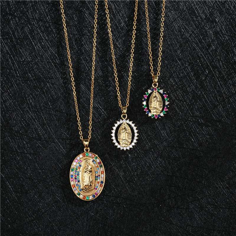 A cross-border copper micro-inlaid pendant necklace for women from Europe and America detail image 5