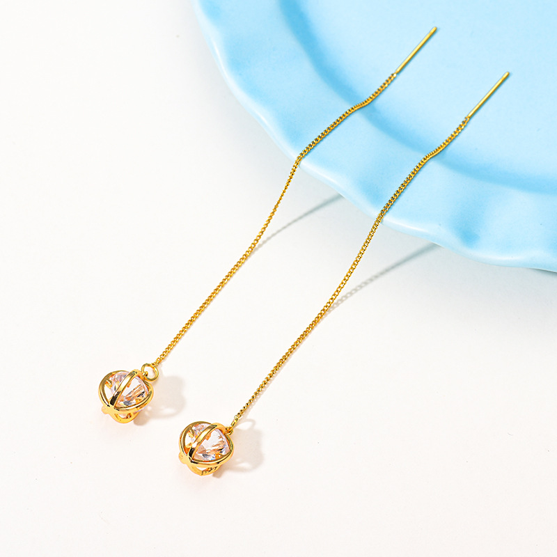 2021 Live-streaming bestseller 925 Silver Needle Gold-plated Zircon Ear Thread Women's Niche Simple Earrings, fashionable earrings wholesale 4