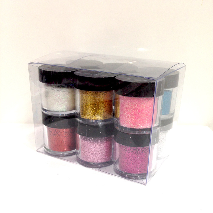 A 12-color set of best-selling nail art tools for foreign trade, including dry flash powder, ultra-fine laser powder and hand-carved powder