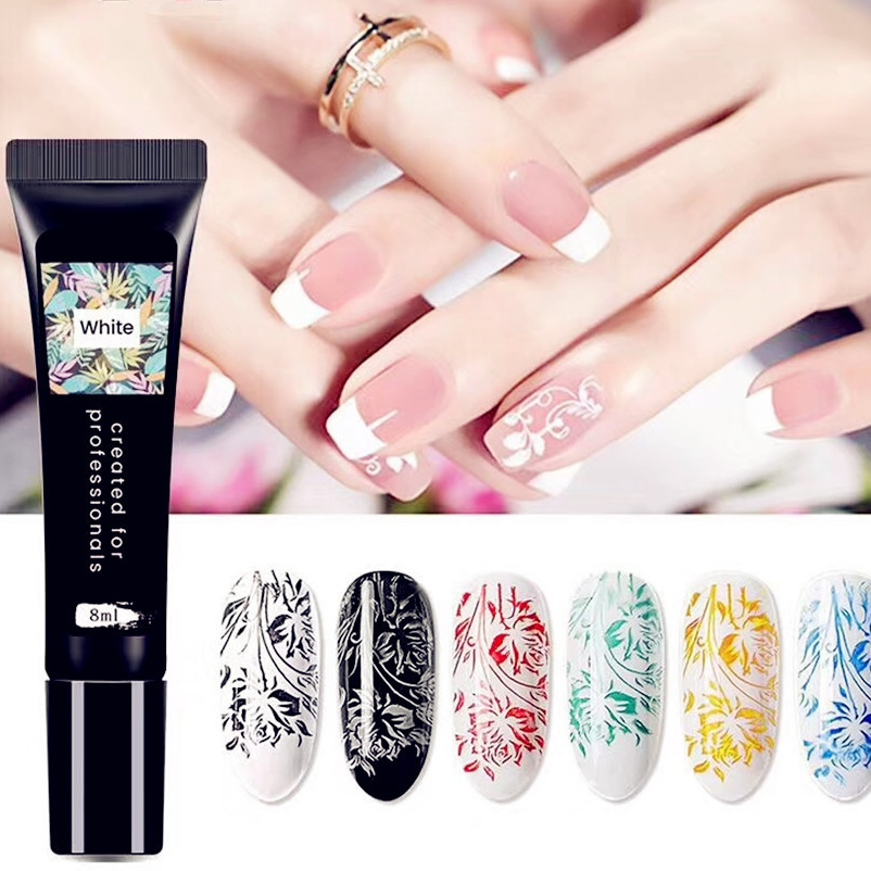 Cross-border bestsellers: New nail polish printing glue, tube-mounted steel plate transfer nail polish glue, phototherapy glue
