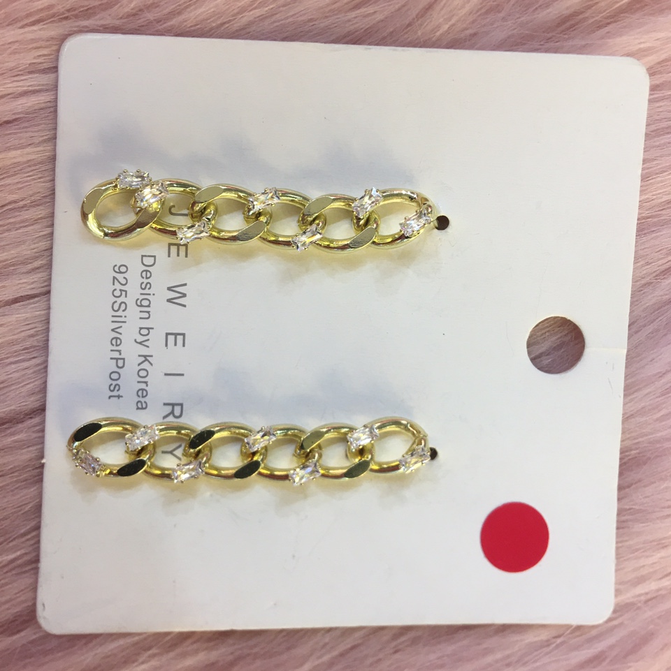 Network red 925 silver needle, chain point diamond earrings girl