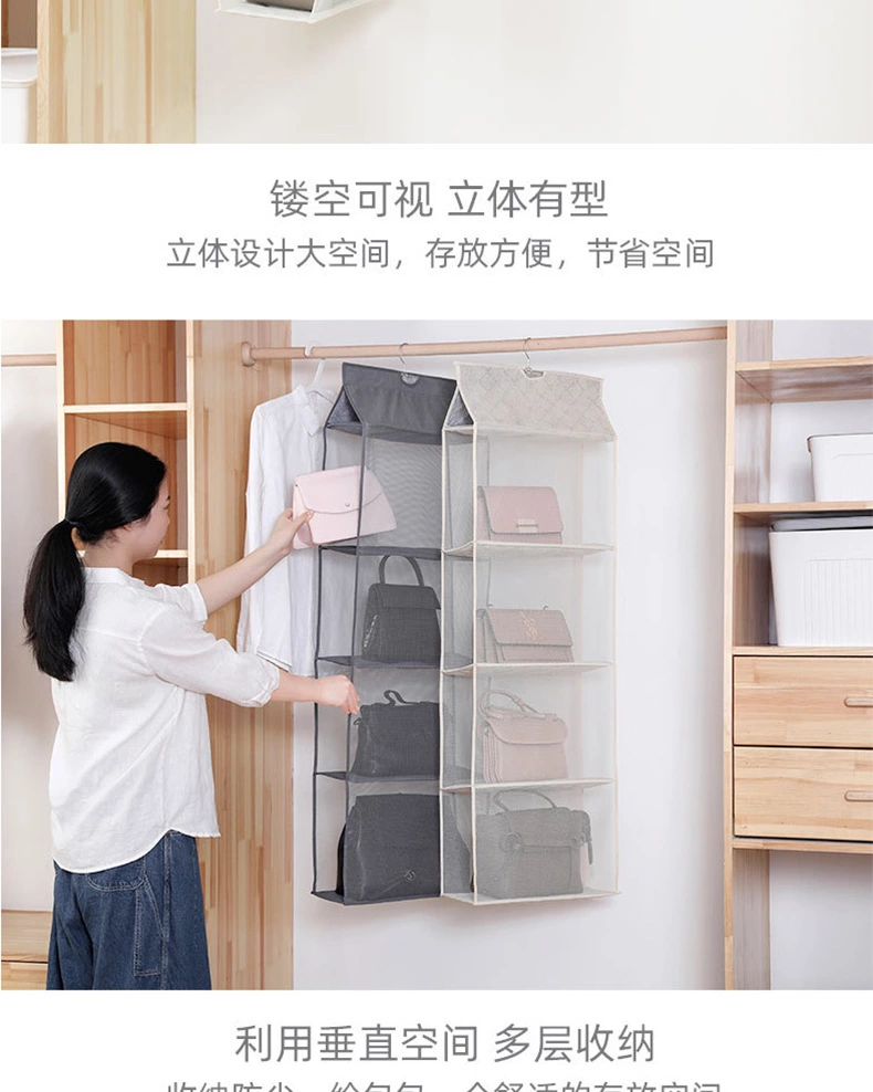 立体防尘挂袋包包收纳挂袋包包挂袋收纳袋四层挂袋详情图9