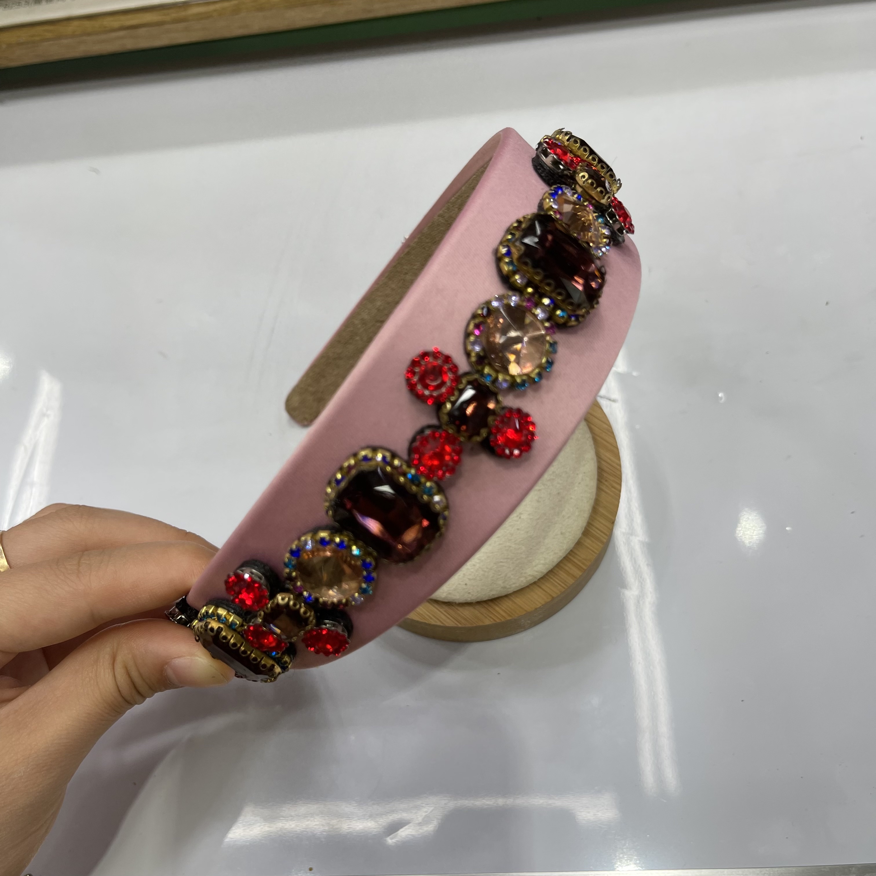 时尚欧美巴洛克多色镶钻华丽气质水钻发箍-粉彩详情图2