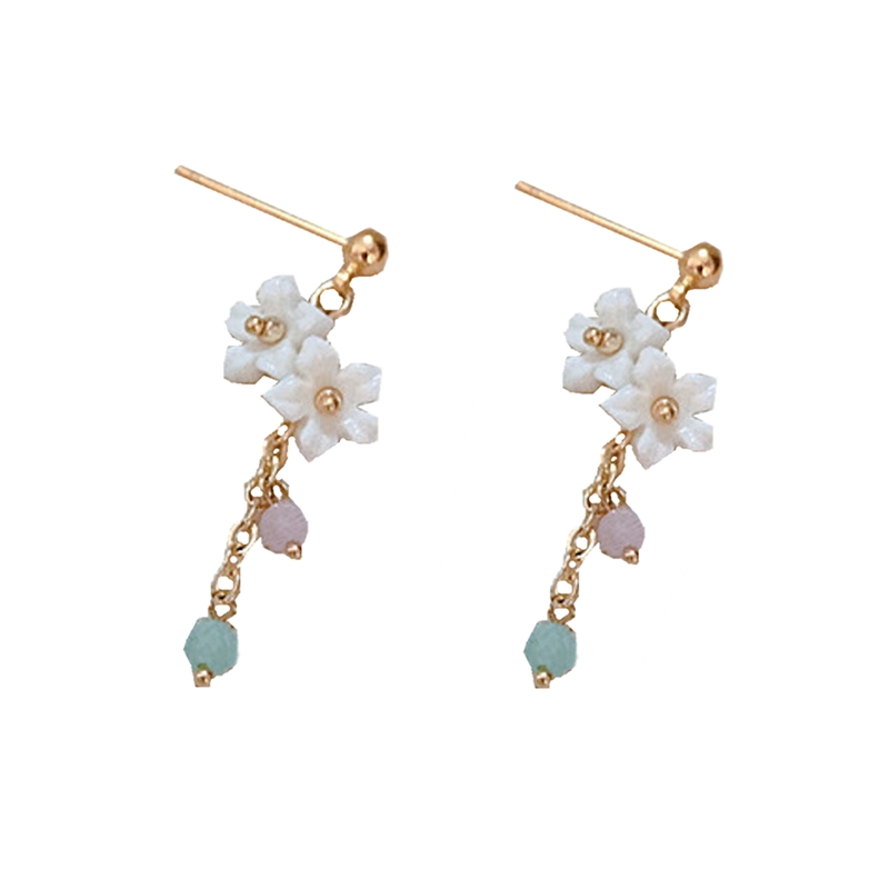 花朵流苏耳环短款超仙复古紫荆花耳钉耳饰女2021新款潮