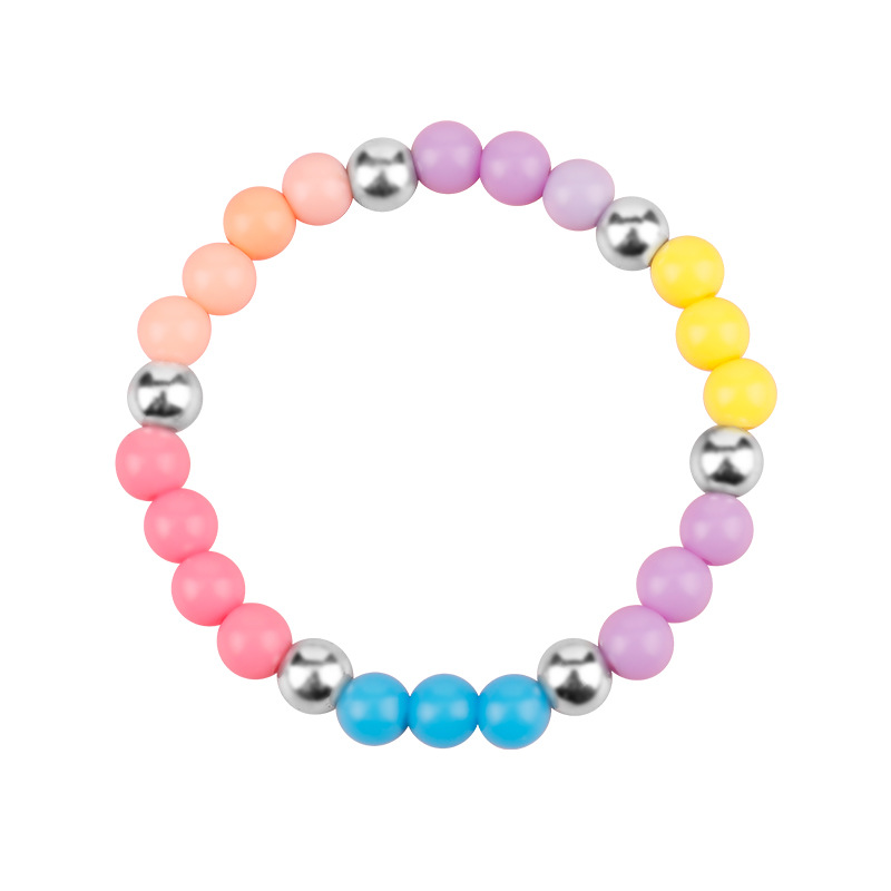 European and American children's necklace accessory set, popular colorful geometric round bead necklace bracelet, small gift
