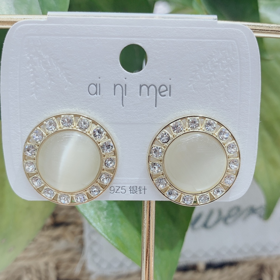European and American style, retro charm, geometric ring, cat's eye, court style, simple and exaggerated S925 stud earrings, earrings for women