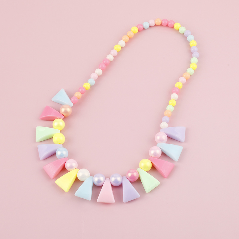 European and American children's necklace accessory set, popular colorful geometric round bead necklace bracelet, small gift Application Scenario