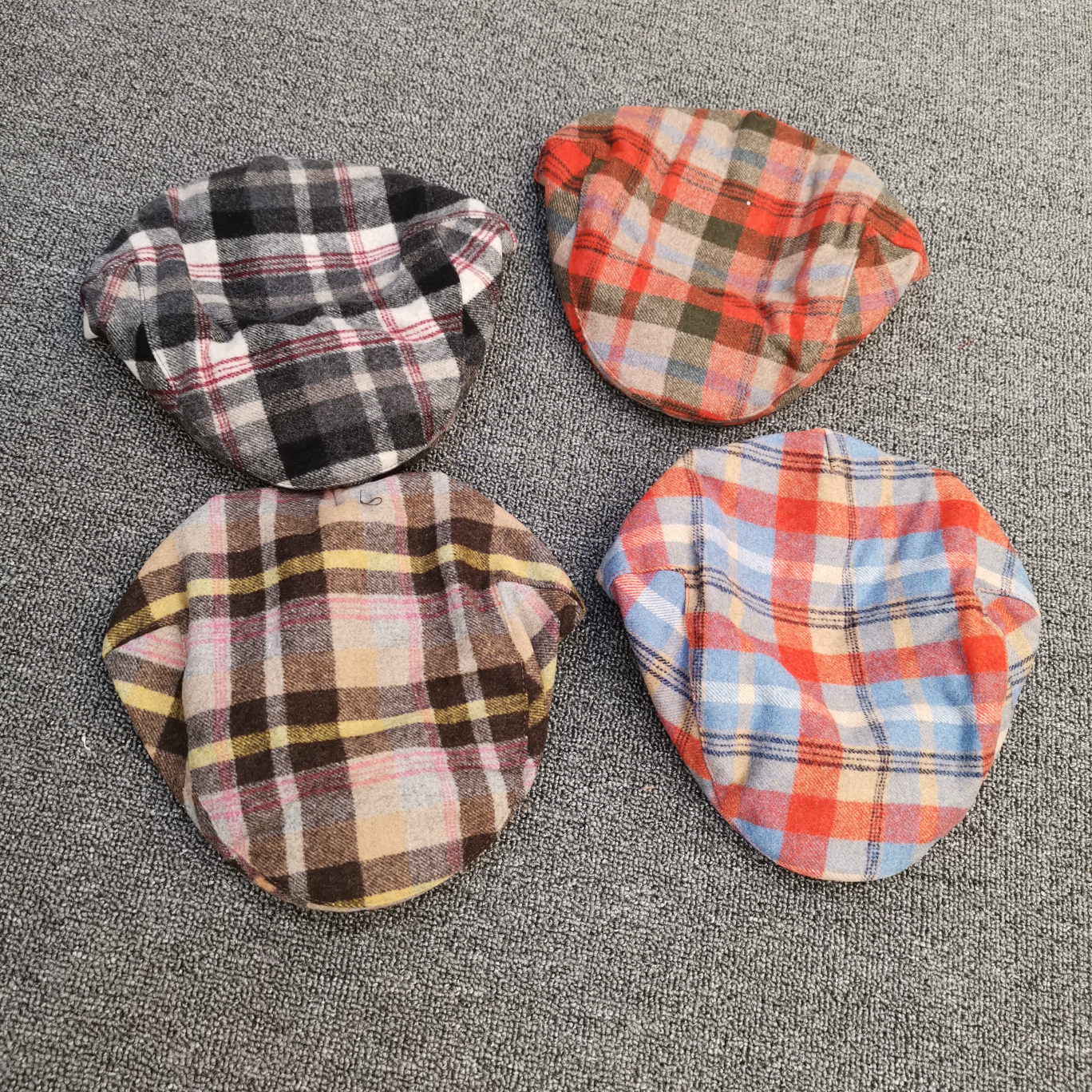 Woolen Coloured Checked Front Hat