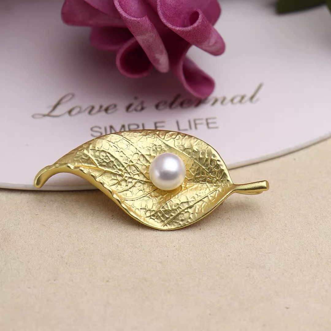 Pearl corsage matte leaf brooch women's coat anti-slip accessories accessories