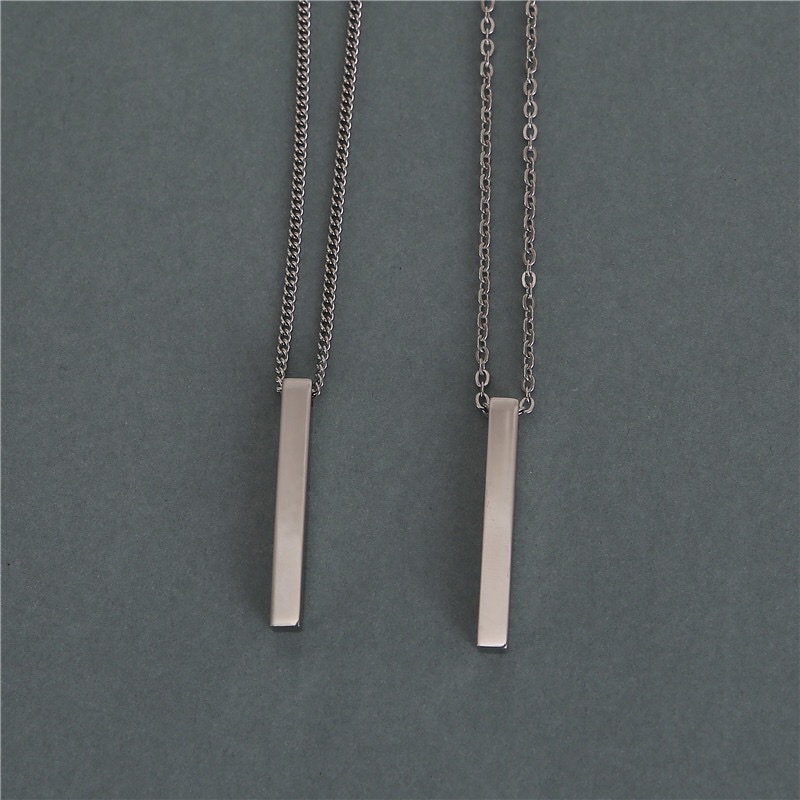 2020 new spiral long bar necklace, simple and ins cold style titanium steel men's and women's trendy and personalized pendant, street accessory details Picture