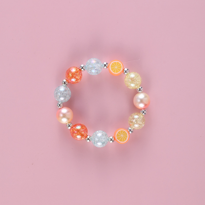 Fruit soft clay bracelet children's necklace set, acrylic burst beads + imitation pearl children's beads can be customized Specification image
