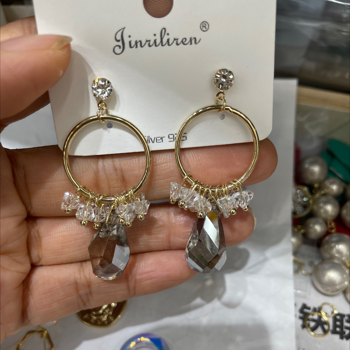 Today's recommendations for the Korean version of the crystal series of earrings by Liren detail image 4