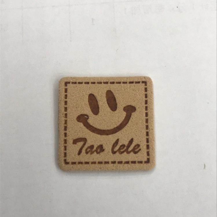 Microfiber Leather Square Smiley Hair Accessories Paste Clothing With Temperament 100 Matching Gloves With Leather Label