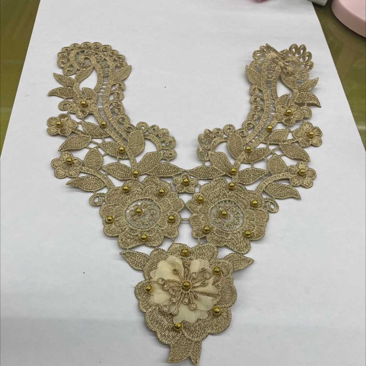 Garment Accessories Water Soluble Embroidery Gold Thread Collar