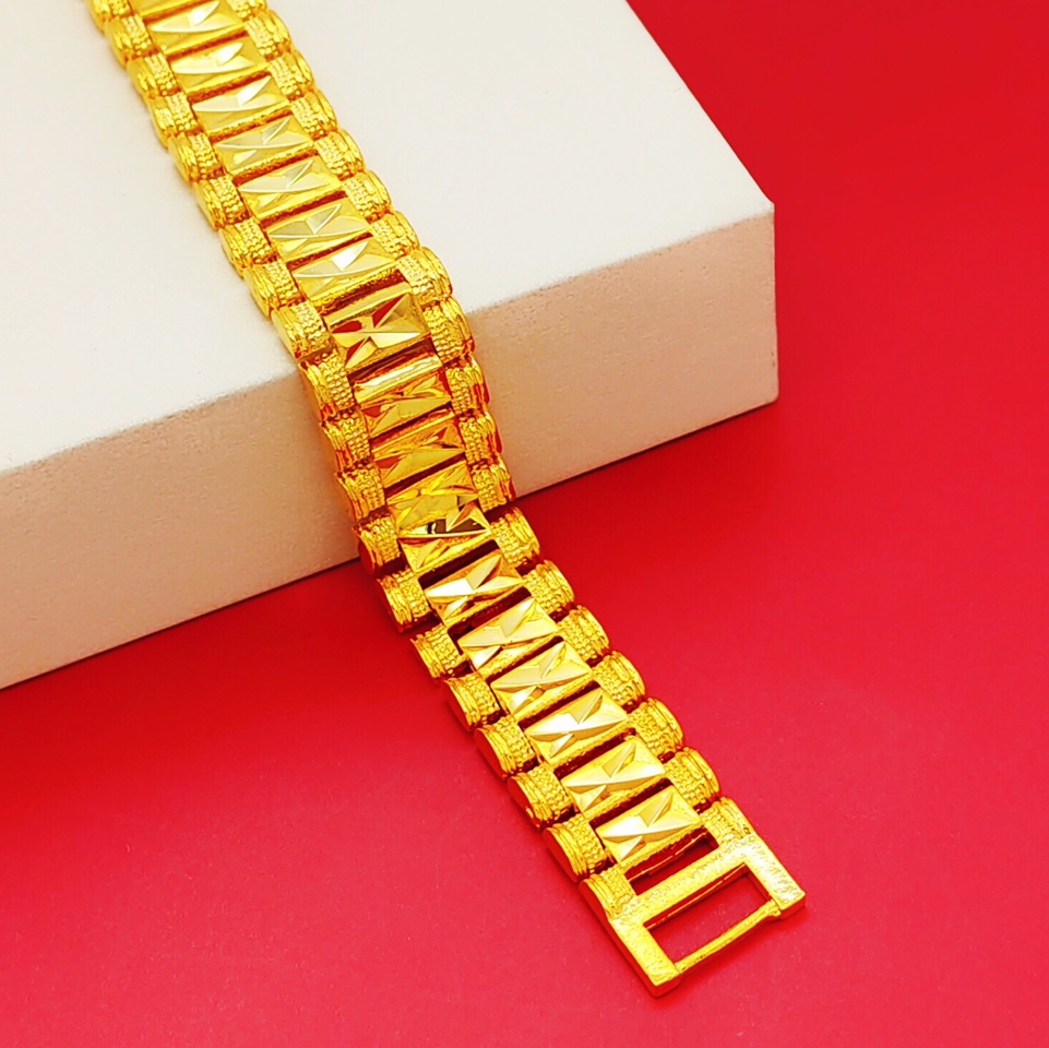 Men's bracelet made of brass, vacuum plated, rice print