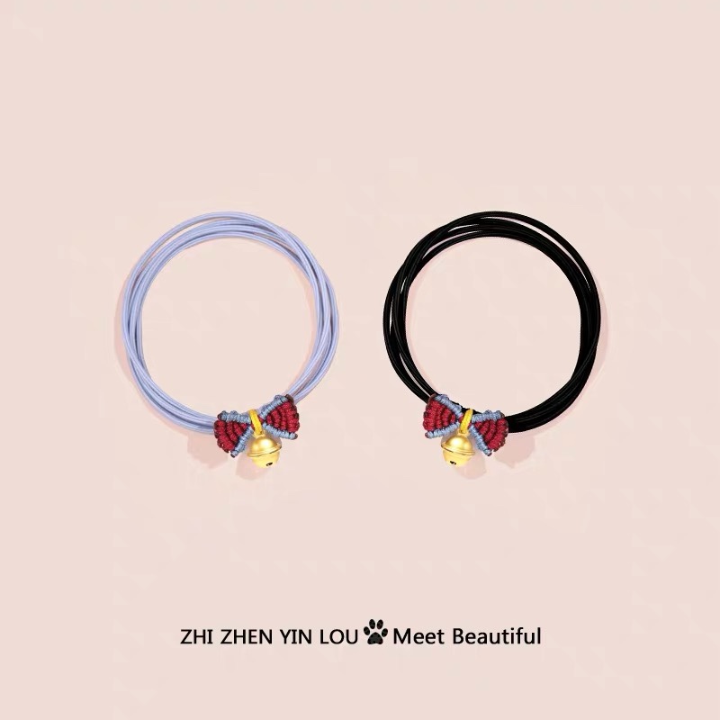 Princess on the run Bow bell Sterling silver hair rope for women Cute Hair accessories High stretch Christmas colorful hair accessories for girlfriend