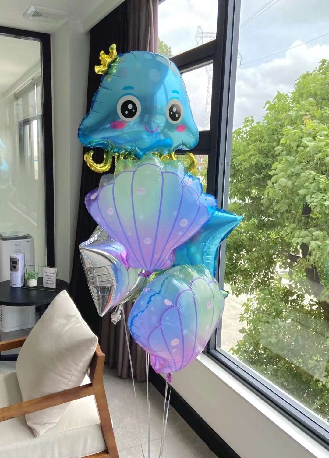 Marine animal octopus balloon set party aluminum film balloon blue detail image 4