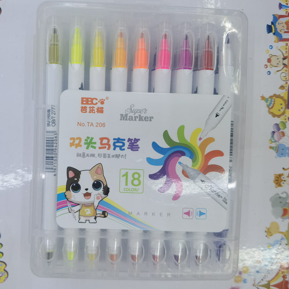 Kaihang Pen Line Office Culture Writing Tool Drawing 206 Double Head Marker Pen 18 Colors