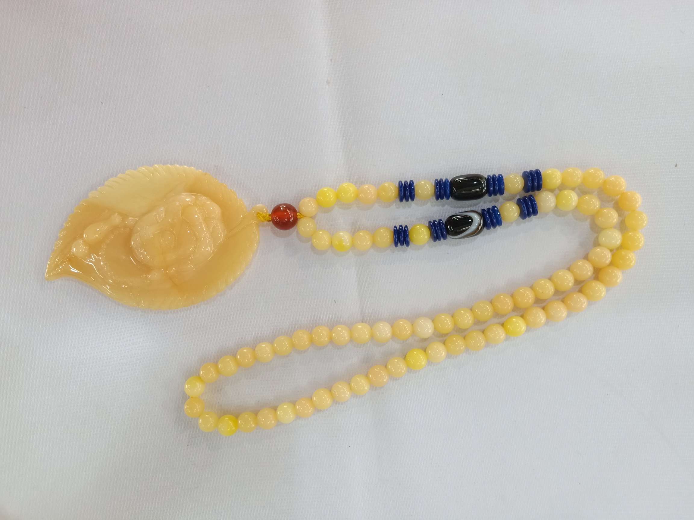 树叶型个性蜜蜡毛衣链详情图1