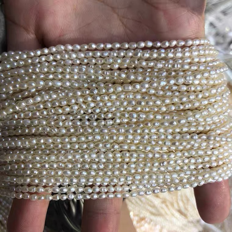 2-2.5mm米形珍珠项链半成品 迷你小珍珠水滴珠批散珠diy发图