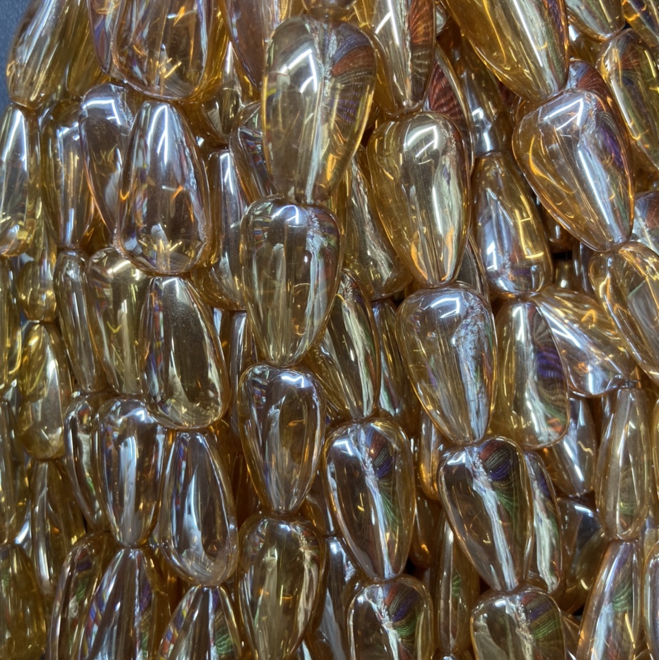 新款水晶玻璃饰品配件手工制作大水滴电镀琥珀金香槟