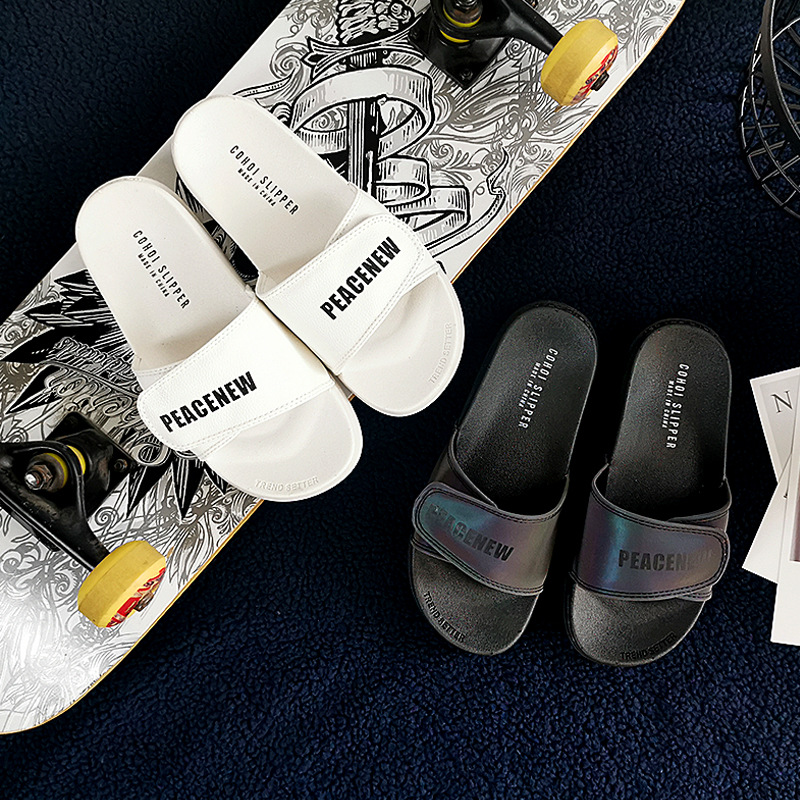 Trend a literal slipper thickened home shoes Women can customize pattern Velcro pvc shoes slippers home
