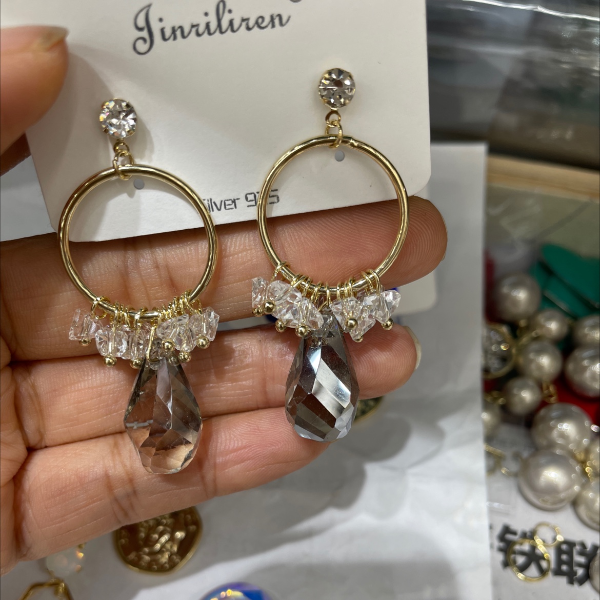 Today's recommendations for the Korean version of the crystal series of earrings by Liren detail image 3