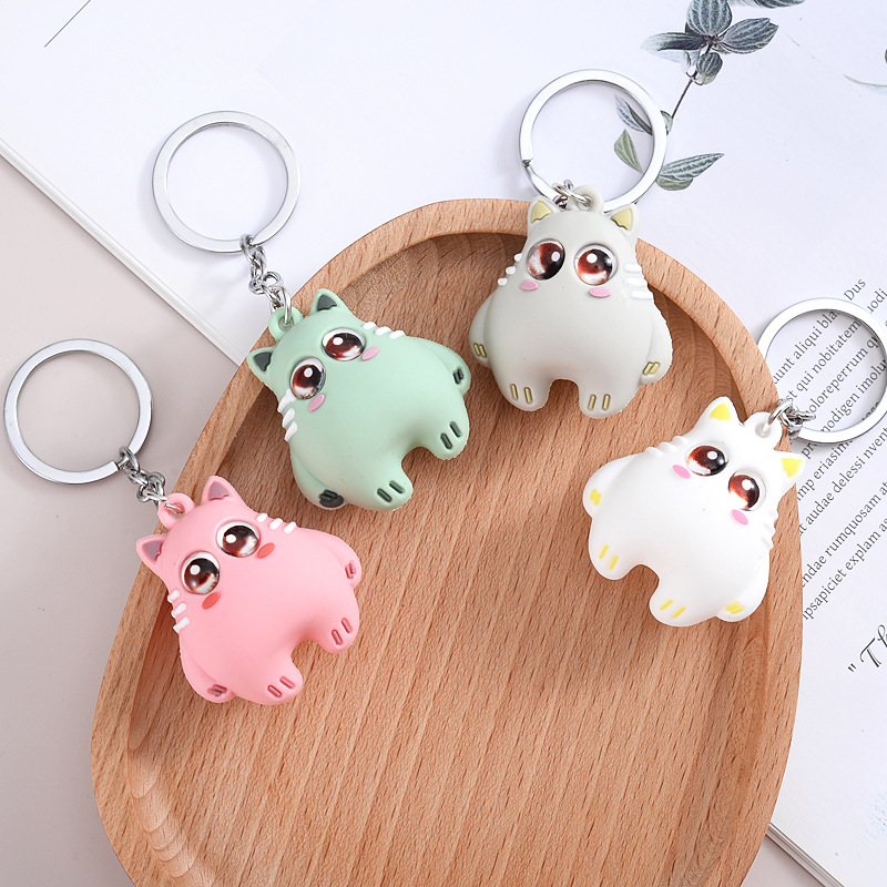 创意网红萌眼猫卡通钥匙扣挂件可爱男女包包配饰汽车钥匙链小礼品