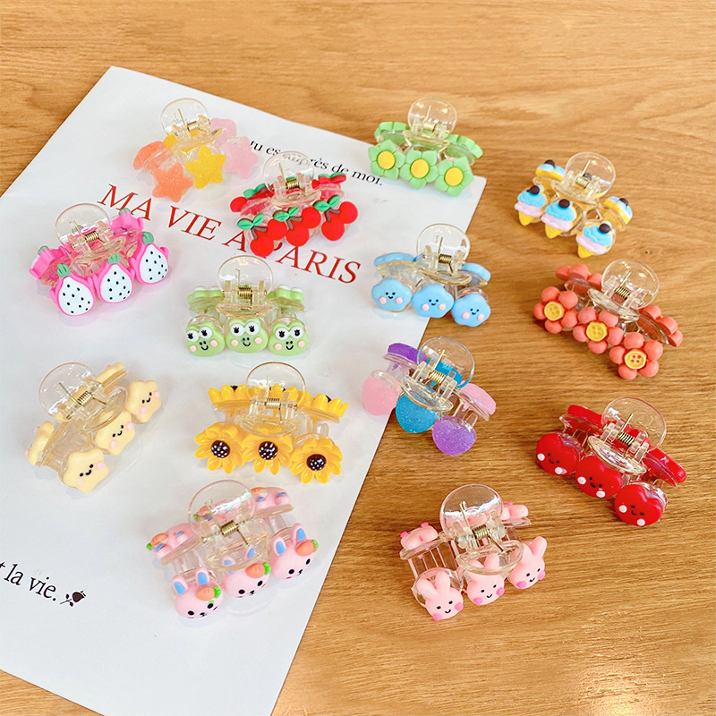 Children's cartoon cute fruit hair clips, animal hair matte heart star grab card, Korean version of baby girl hair accessories details Picture
