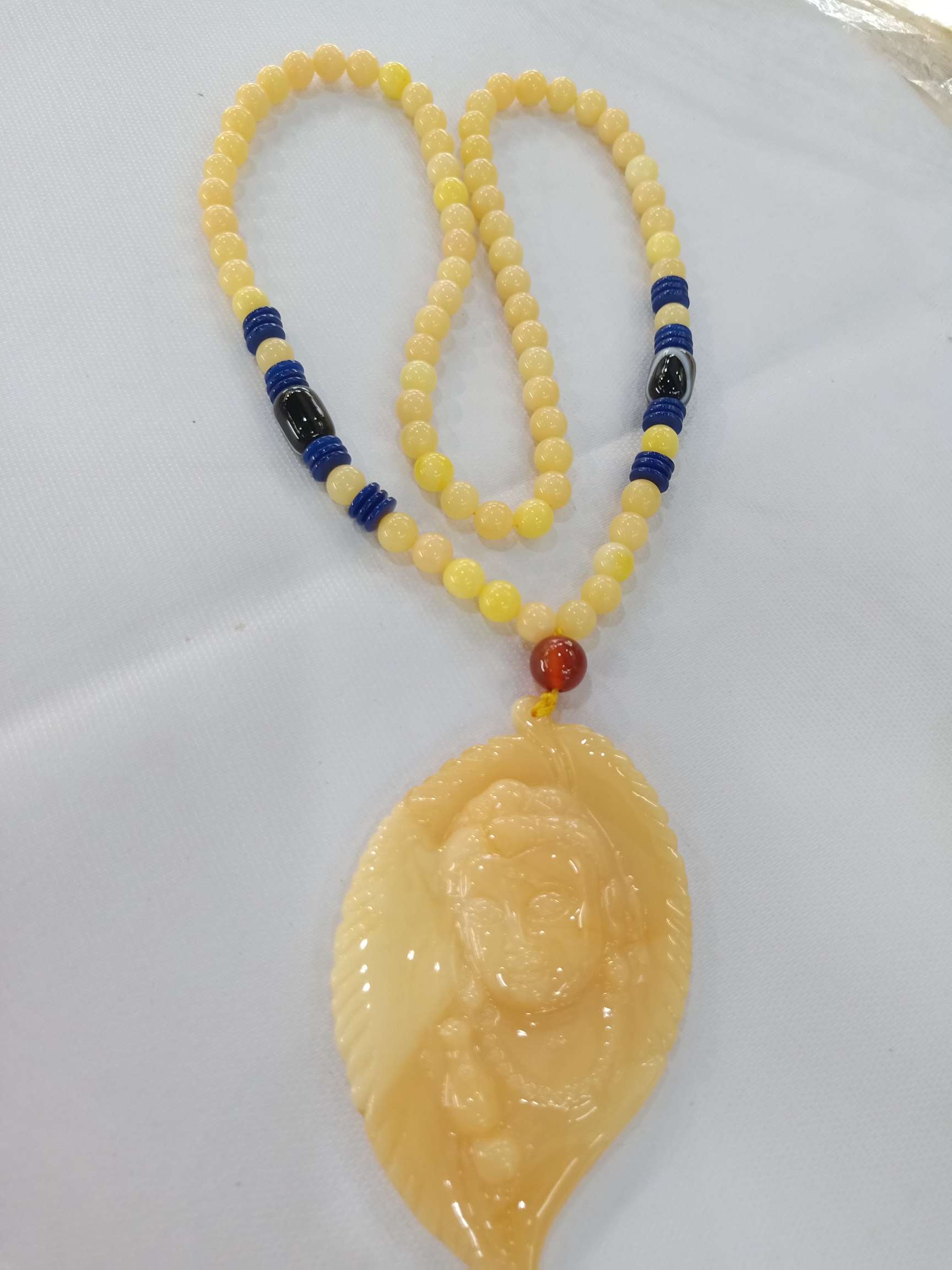 树叶型个性蜜蜡毛衣链详情图3