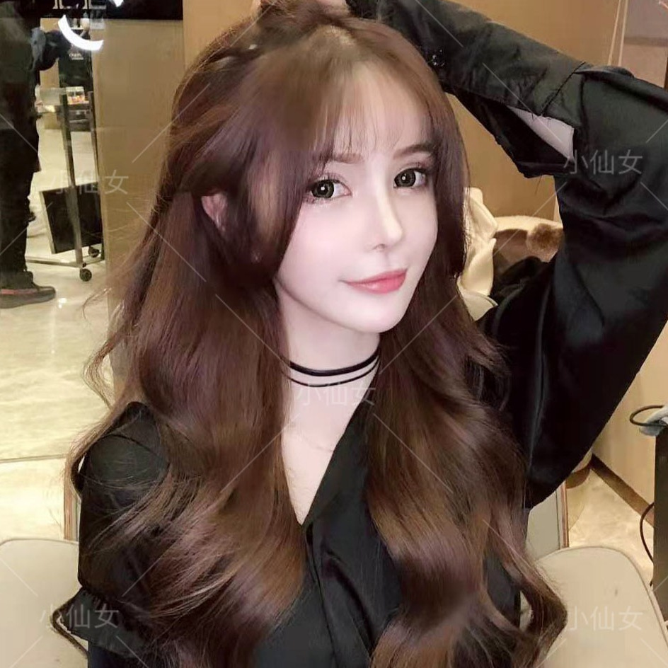 A long curly wig for women