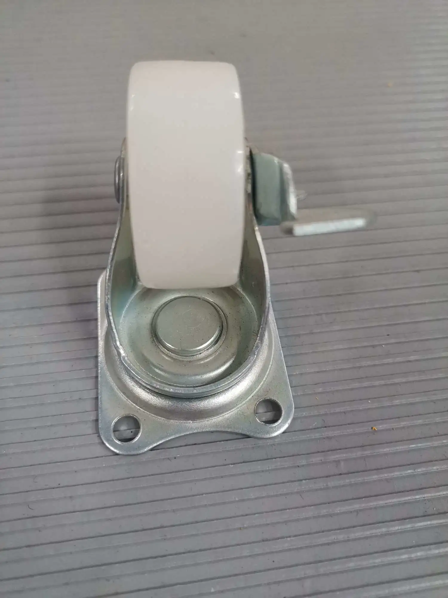 1.5-inch white PP wheels with flat bottom and brake detail image 1