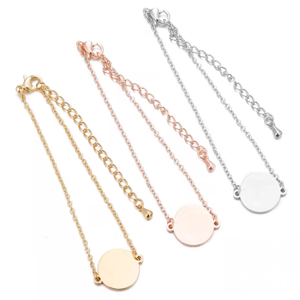 A versatile and trendy European and American accessory, a simple and fashionable stainless steel round piece necklace and bracelet for women Specification image