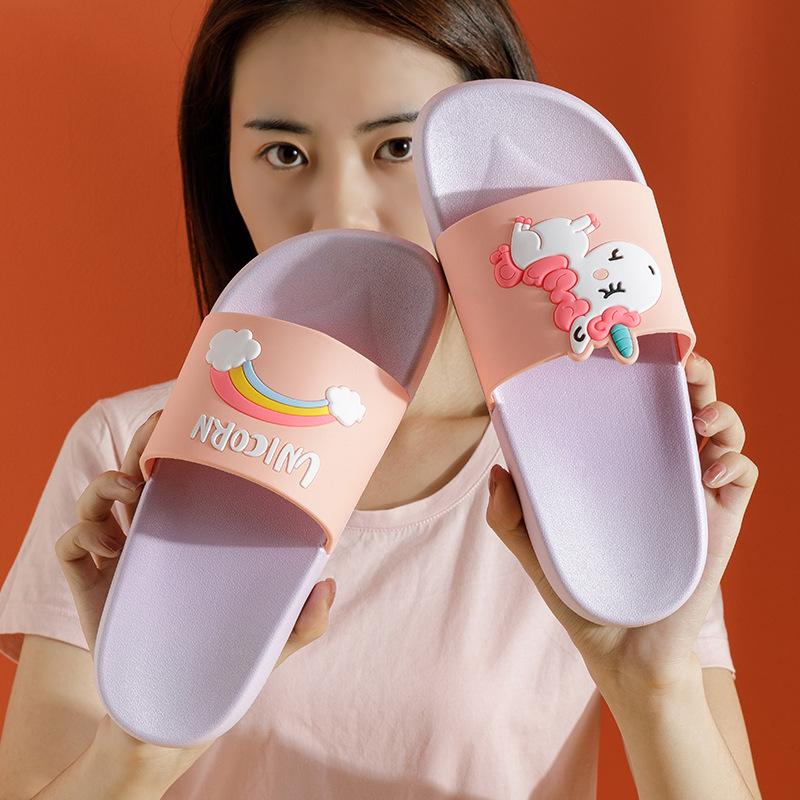 2021 Summer Rainbow Parent-Child Cool Slippers Cartoon Cute Children's home Bathroom anti-slip Women's slippers for men to wear outside Item Picture