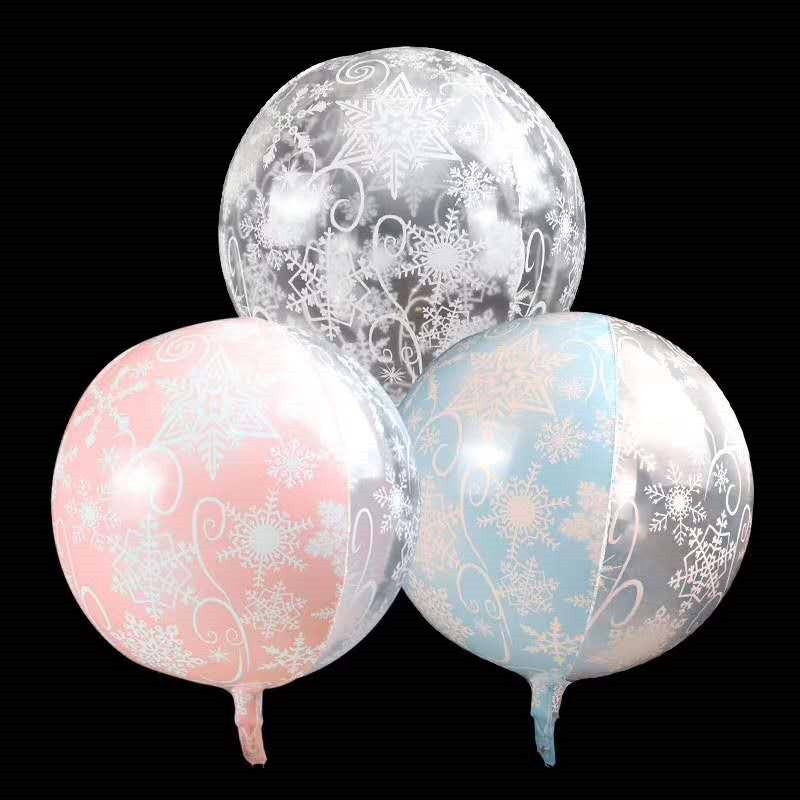 22寸4D雪花气球黑白玛瑙铝箔气球宴会派对节日彩绘装饰石榴红气球详情1