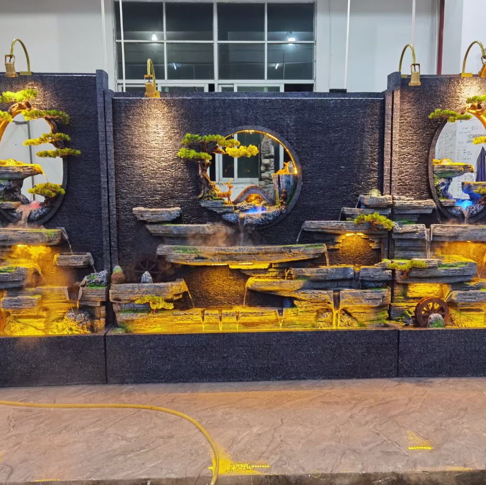 水幕墙流水屏风隔断假山喷泉摆件水景观庭院民宿装饰水池造景