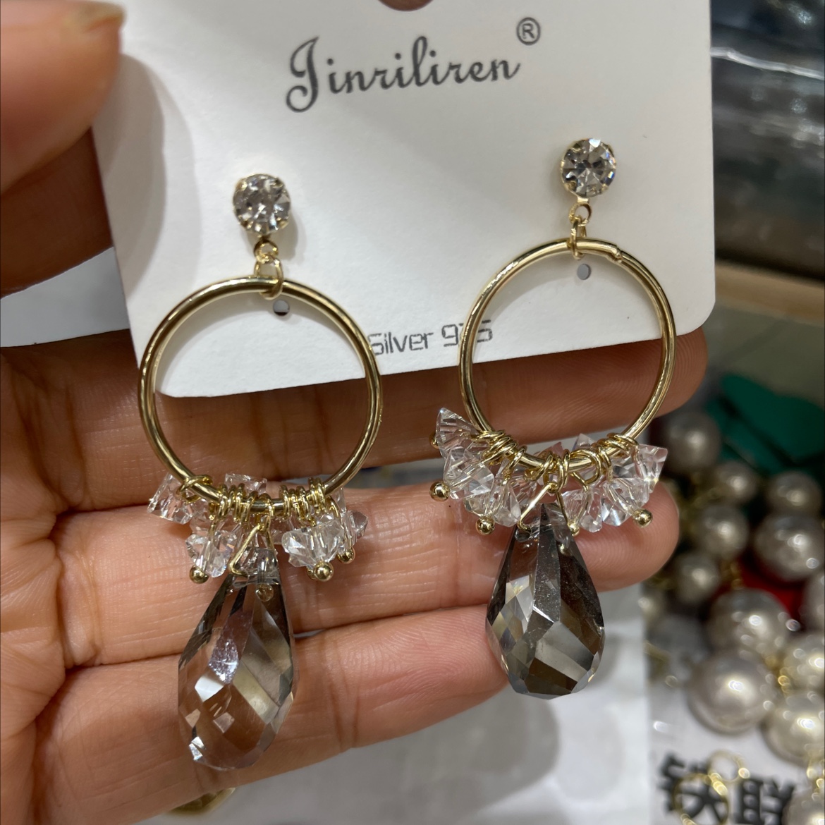 Today's recommendations for the Korean version of the crystal series of earrings by Liren detail image 1